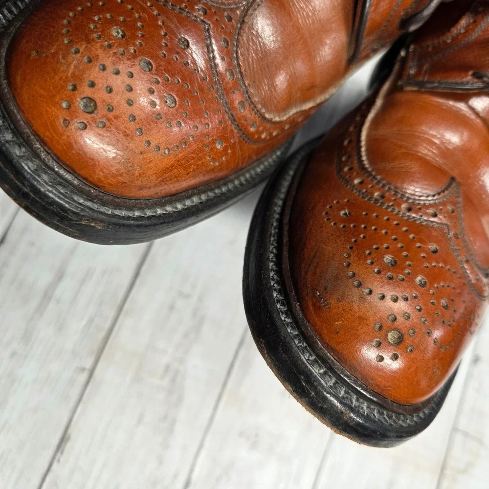 Bob Smart Dress Shoes Mens 11B Brown Longwing Wingtip Leather Oxford Vintage USA